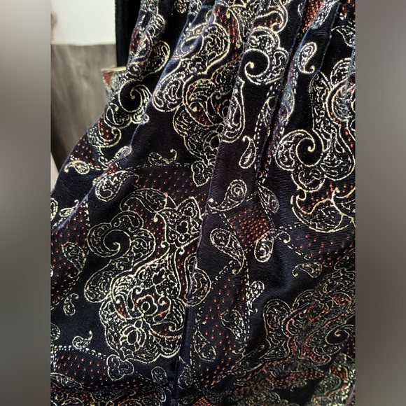 ❌SOLD❌VINTAGE 80’S SCOTT MCCLINTOCK BLACK VELVET BROCADE DRESS OFF SHOULDER - Picture 4 of 10